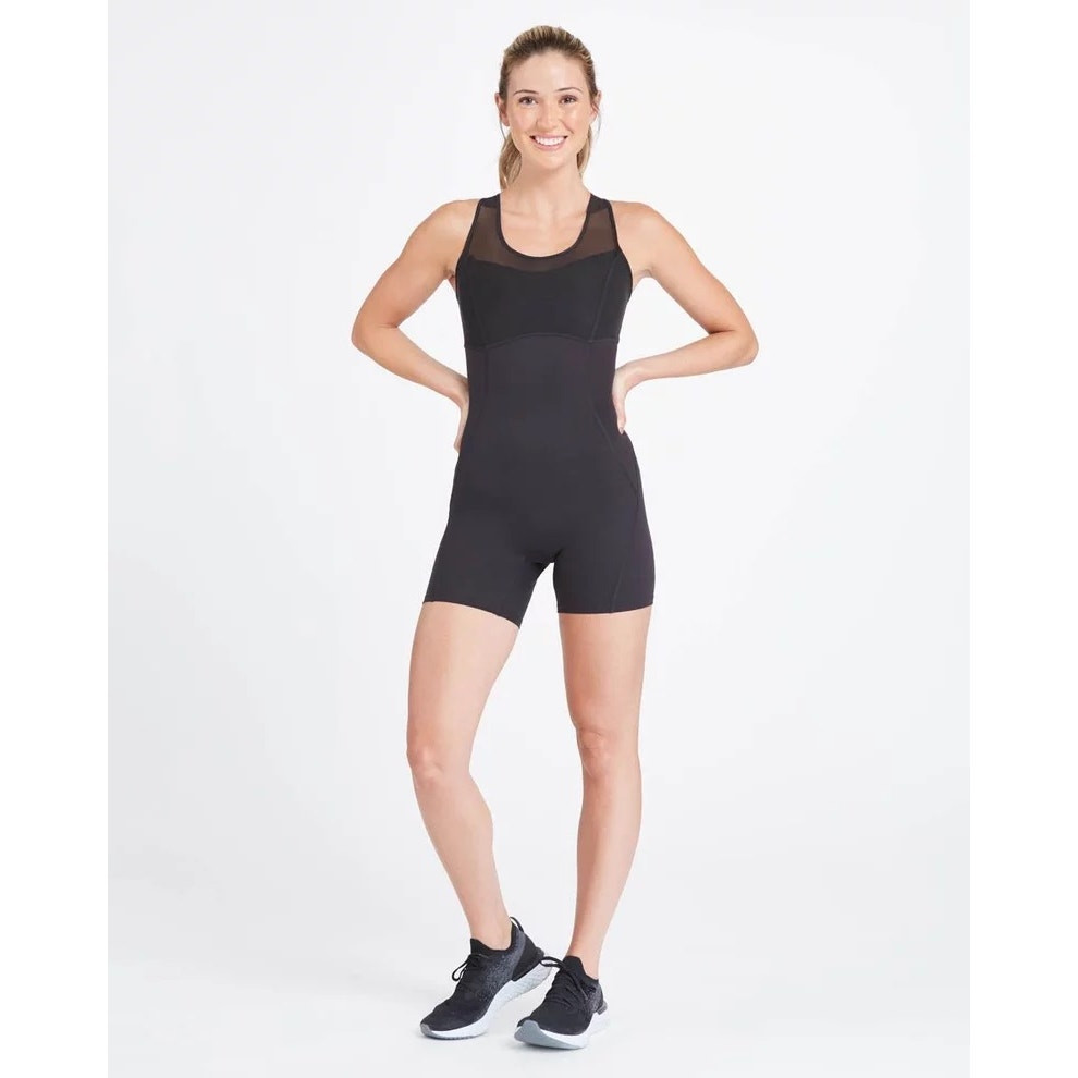 Spanx Racerback Mesh Romper Bodysuit with Lining - Size Large-image