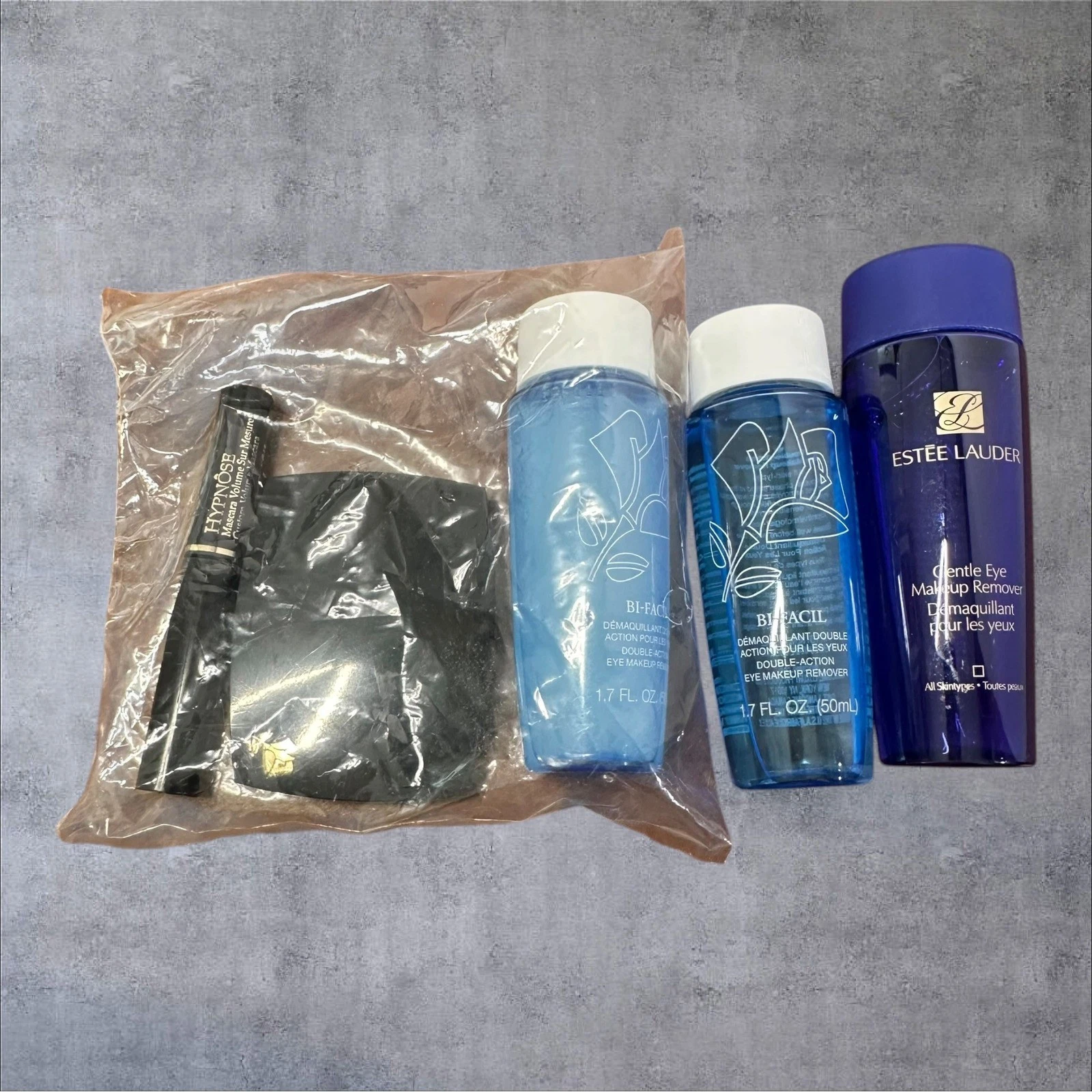 Lancome Estee Lauder Makeup Remover Mascara Eyeshadow Set Travel Size NEW Blue