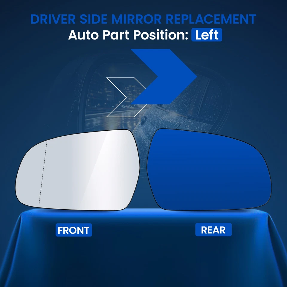Espejo retrovisor lateral del conductor vidrio térmico LH 8K0857536JFat para 11-2013 AUDI A3 Quattro Foto 3 de 4
