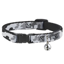 Cat Collar Breakaway with Bell Camo White NARROW Fits 8.5-12"