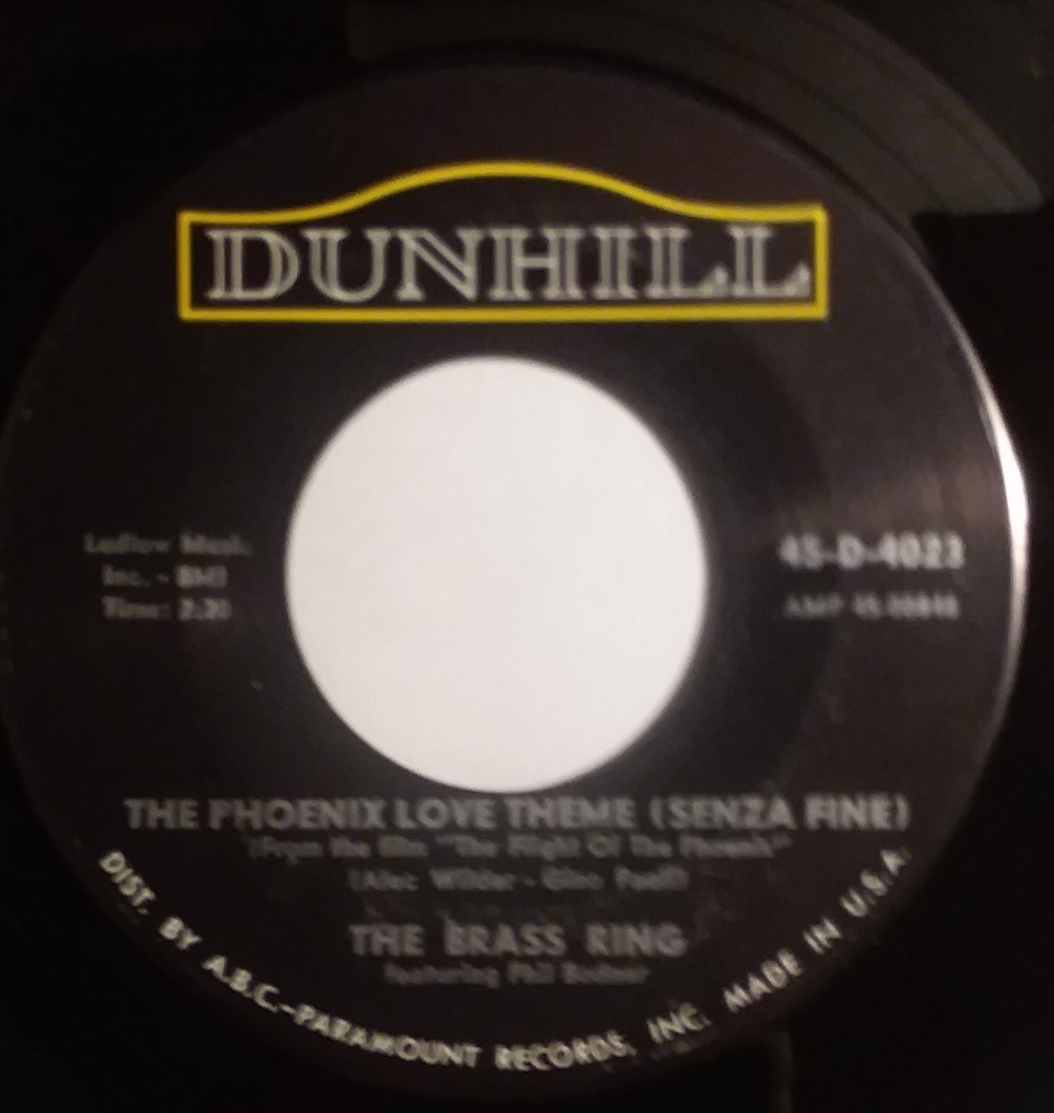 BRASS RING 45 THE PHOENIX LOVE THEME B/W LIGHTENING BUG EX DUNHILL 4023 