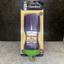 Vintage Gerber Lil Sport Sippy Cup Purple with Plastic Lid Green 7 tall Y2K