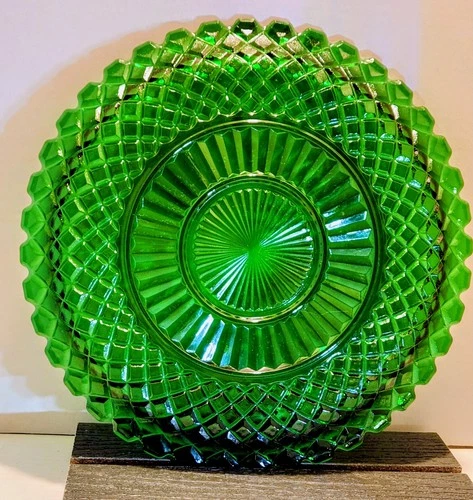 Anchor Hocking Forest Green 14" Waterford/Waffle Serving Platter, 1938-1944 VNTG