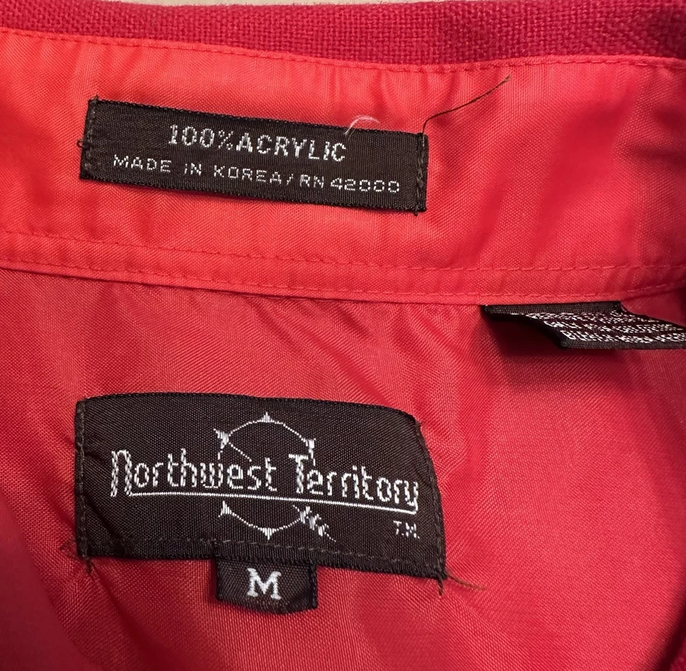 Vintage Northwest Territory Solid Red Flannel Shirt Mens M Acrylic Button Up - Image 3 of 4