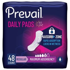 Prevail Daily Incontinent Pad 11" L Regular Length 63 192 Ct