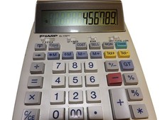 Sharp EL-1750V Printing Calculator W Adapter 12-Digit Display Tax Currency
