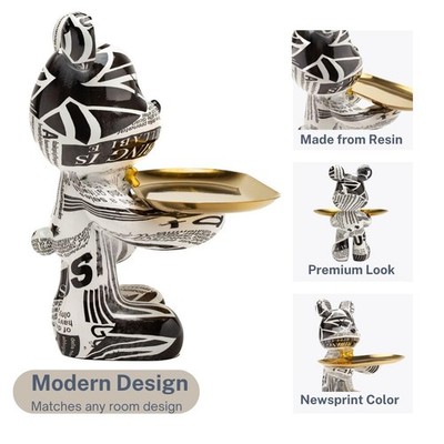 メッセージスタチュー　3体　MESSAGE RESIN TRAY STATUE N Butler Mouse Statue w/ Gold Tray, Resin, 8
