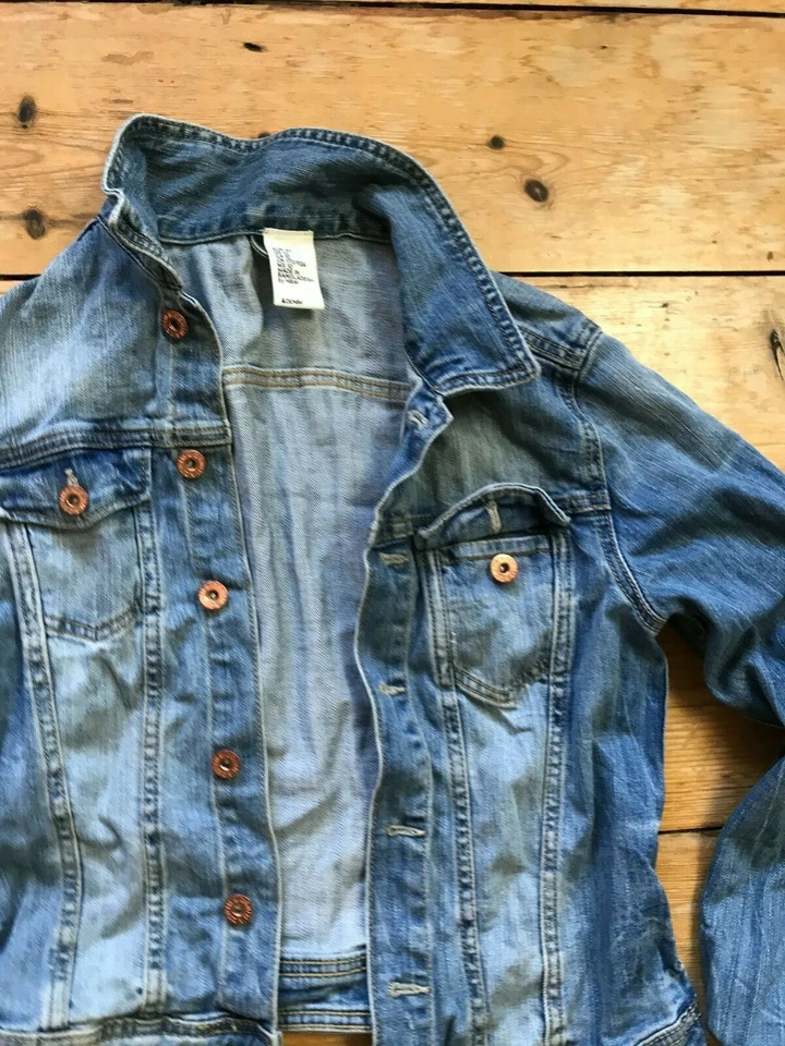 Womens Denim Jacket  Blue Jean Jacket Retro Bomber Size XS Foto 2 de 4