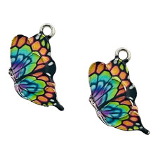 10 Butterfly Charms Colorful Enamel Butterflies 23mm Bead Drop Charms Pendants