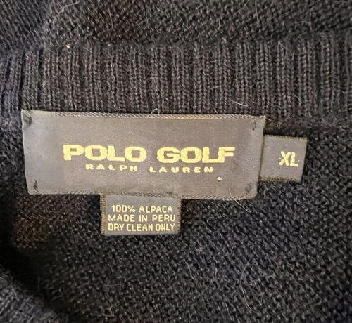 Ralph Lauren Polo Golf Alpaca Wool Sweater Men's XL Navy Blue V Neck Preppy - Picture 2 of 5