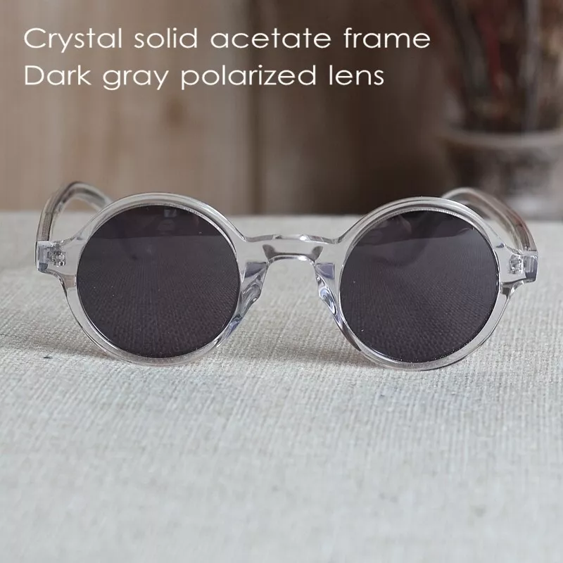 Vintage round sunglasses for men black polarized sunglasses crystal glasses