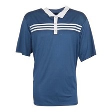 Adidas Men's Blue 3 Stripes Textured Polo Shirt