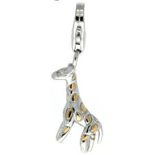 Sterling Silver Enameled 3D GIRAFFE Charm w/ Lobster Clasp for Bracelet