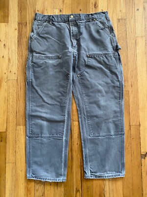 Vintage USA Carhartt Double Knee Work Pants 38x30 Gray B136 GVL