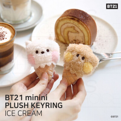 BTS BT21 Official Authentic Goods minini Plush Keyring ICE CREAM