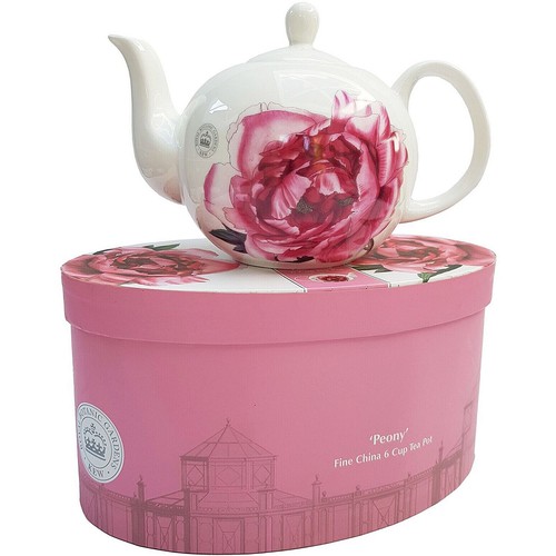 Royal Botanic Gardens Kew Peony Fine China Tea Teapot Ceramic Pot 6 Cup