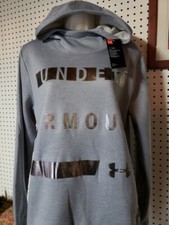 Womens NEW Under Armour Cold Gear Pullover Hoodie Gray Silver XS