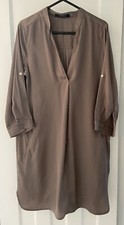 Mango Greige Satin Shift Dress Size EUR XS