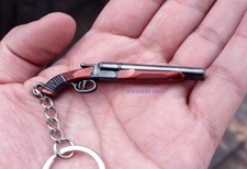mini gun double-barreled shotgun full metal keychain toy gift 8cm
