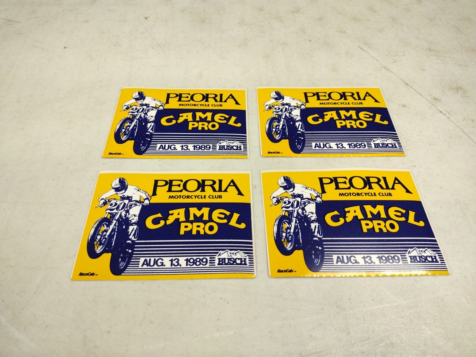 Vintage NOS Peoria, Il Motorcycle Club 1989 Camel Pro Sticker Set Racecals