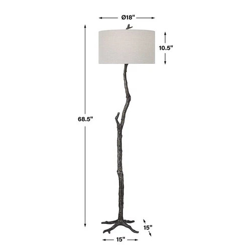 Elegant Contemporary Tree Trunk Floor Lamp 69 in Cast Iron Sculpture Woodland - Picture 6 of 8