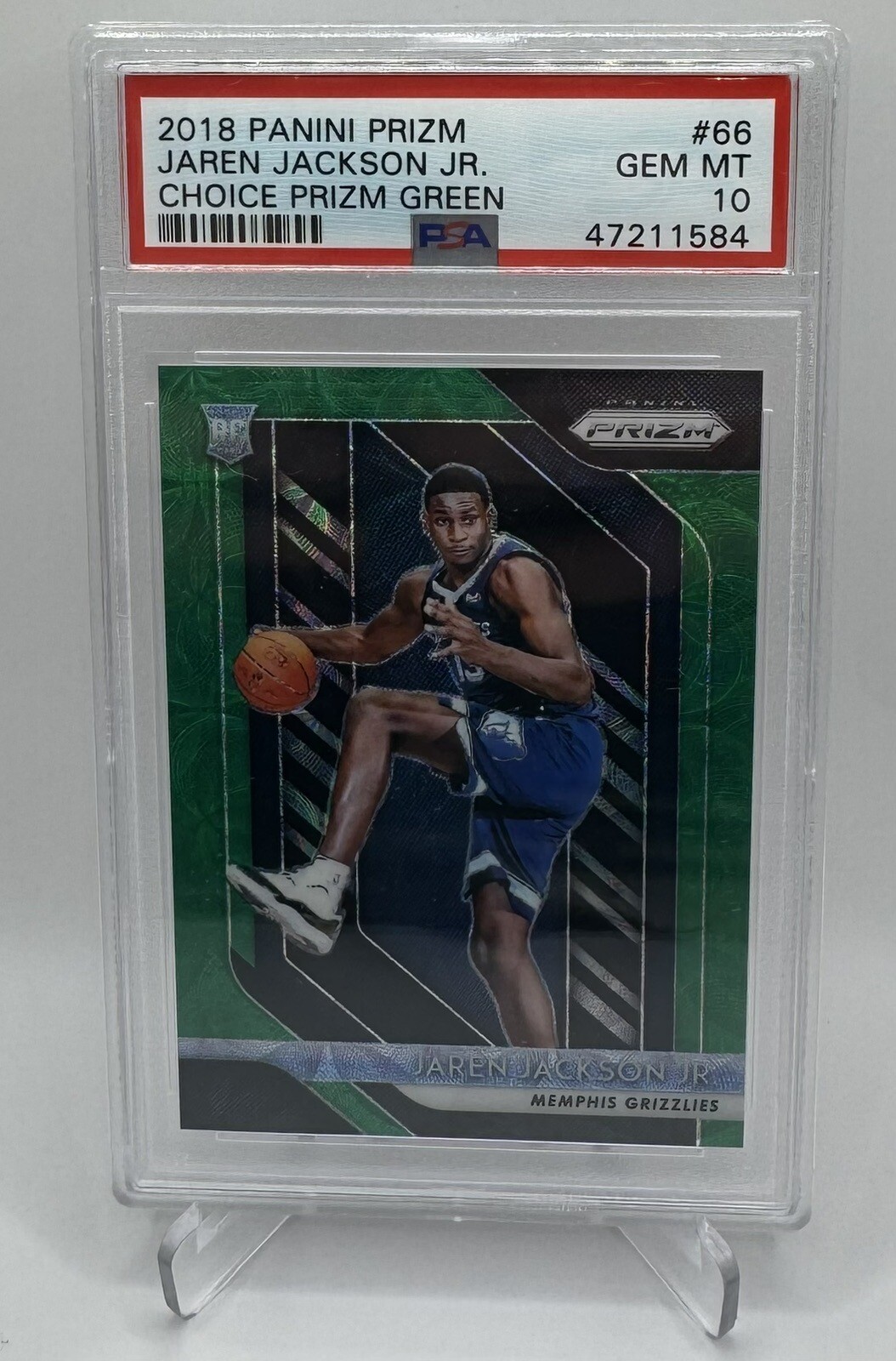 JAREN JACKSON JR 2018 Panini Choice Prizm Green 2/8 Rookie #66 RC PSA 10 POP 3!