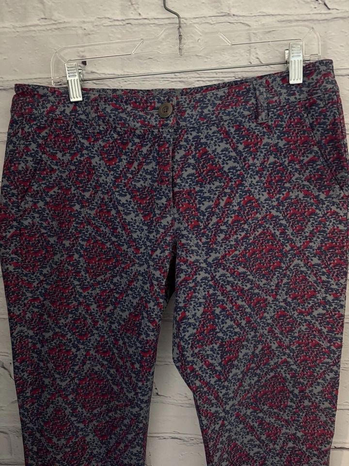 CAbi Palm Beach Floral Crop Pants Size 8 Style #806 Blue & Pink EUC - Image 2 of 4