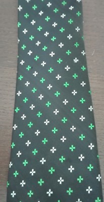 ROCCOBAROCCO Tie - Black with Green and White Designs - Unused - Excellent