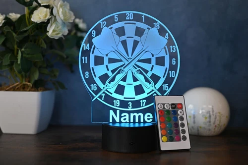 Personalisierte Dart Lampe Geschenkidee für Dartspieler als Dart deko