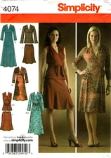 Simplicity 4074 Dress Top Skirt Sash Knit Misses Sewing Pattern Uncut