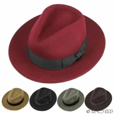 Neuf 100% Feutre Laine Froissable Fedora Large Bord Chapeau TAILLE S M L XL 5 - Photo 1/4