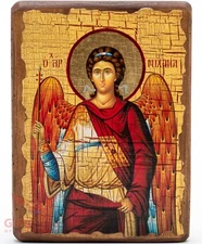 Wooden Icon Archangel Michael Икона Архангел Михаил 5"x6.5"
