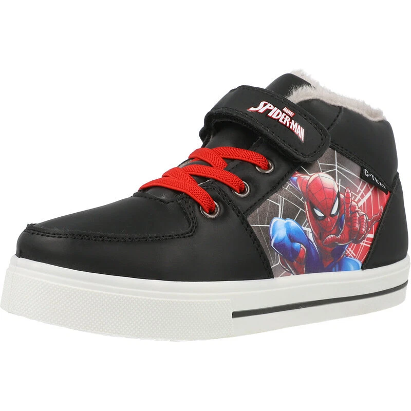 Spider Man High Tops Black Dark Grey Synthetic Trainers Shoes