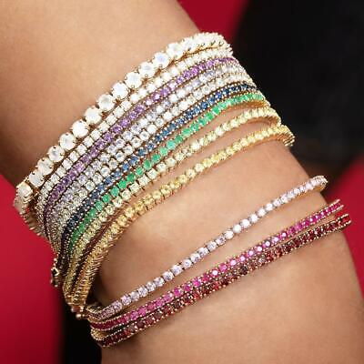 Pink Cubic Zirconia CZ Steel Tennis Bangle Bracelet Gift Jewelry For Her 7