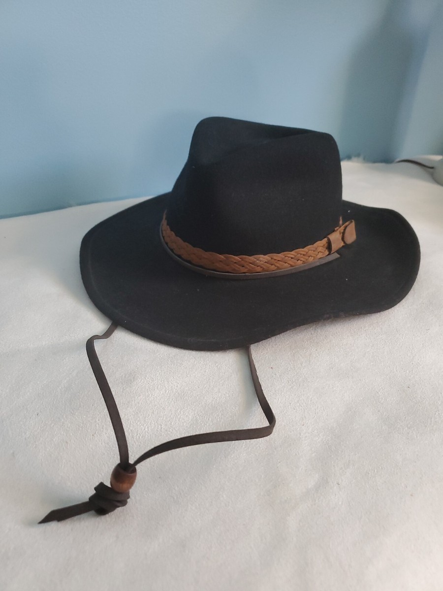 Vintage Eddy Bros Black Wool Felt Cowboy Hat Medium USA 5923 