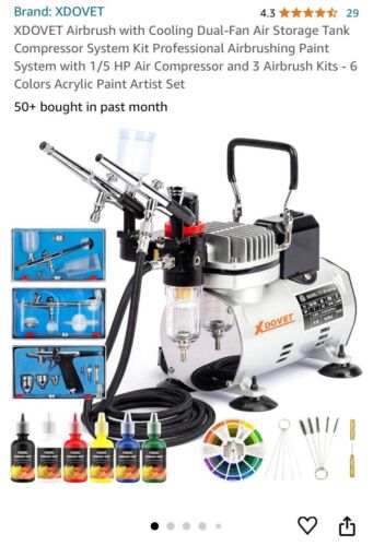 XDOVET Airbrush Model TC-20 Series 1/5 HP Oilless Air Compressor Dual Fan