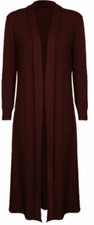 New Women's Girl's Ladies Long Sleeve Maxi Cardigan Boyfriend Open Front 8-26