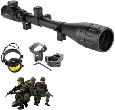 UNIQUEFIRE Lunette de Visée 6-24x50 AOEG Télémètre Rouge & Vert Mil-Dot Chasse avec Anneaux