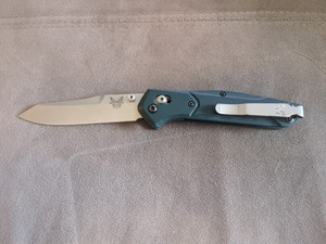 Benchmade 940 USA Made Green G10 REI Limited Edition Satin Blade Plain Edge
