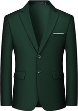 Men's Slim Fit 2 Button Suit Blazer Jacket Business Wedding Party Formal Coat