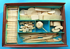 XIXe - RARE COFFRET COMPENDIUM DE VOYAGE - JOUET JEU ANCIEN Toton Dominos