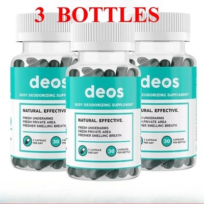3 Bottles DEOS Internal Deodorant Supplement   Full Body Deodorizer 30 Capsules