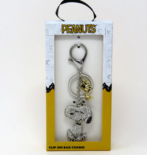 Snoopy Peanuts 3D Crystal Rhinestone Keychain Bag Charm Bling New in Box