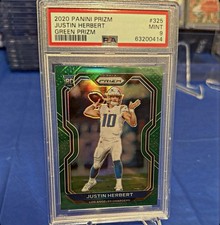 Panini 2020 Prizm Justin Herbert Rookie Green Prizm Card #325 PSA 9. rookie card picture