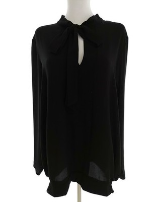 ZIZZI Damen Tunika Bluse Gr. S Schwarz Langer Ärmel Einfarbig Haltertop