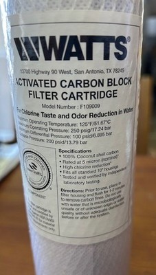WATTS ACTIVATED CARBON BLOCK FILTER MODEL F109009 5 MICRON (PAIR OF FILTERS)
