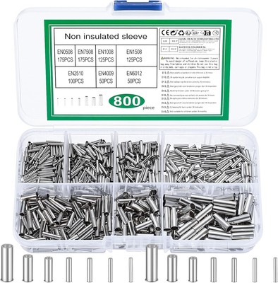 800-teiliges Aderendhülsen-Set, elektrische Crimpverbinder, verzinnte Kupferhülse