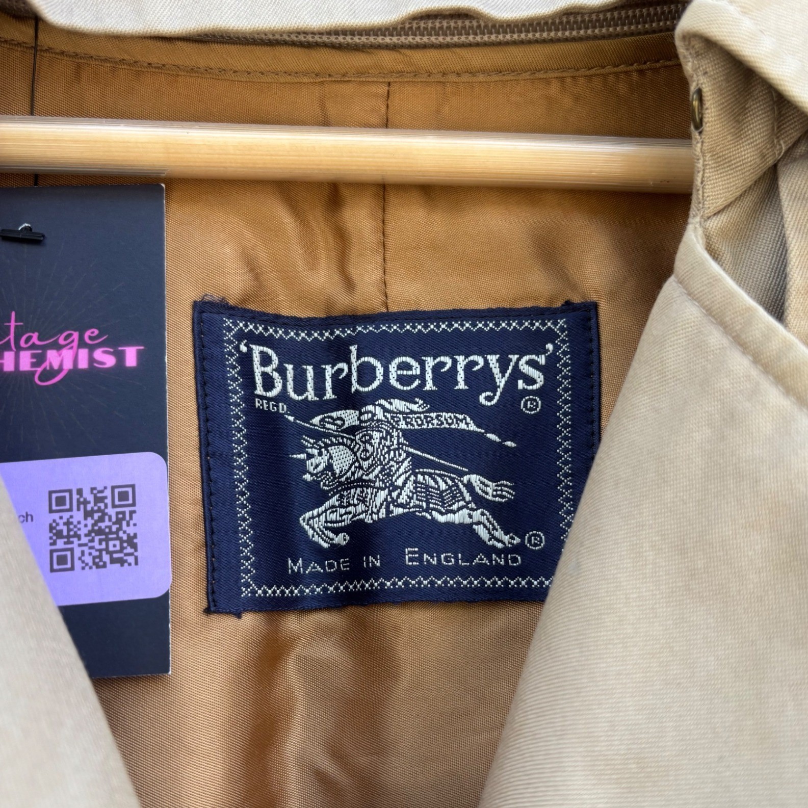 Burberrys Vintage Trench Coat Khaki Double Breasted Wool Liner England Unisex L image 3