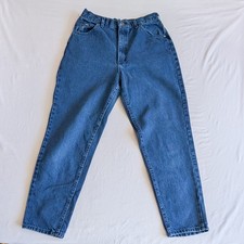 LEE Jeans Women's Size 14 Tapered Dark Blue Wash Cotton USA MADE 90s Mom Vintage