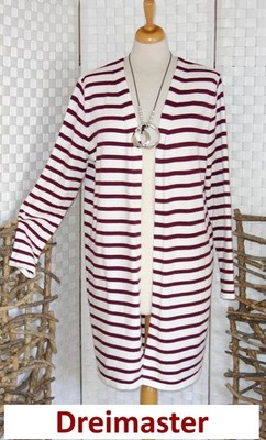 DREIMASTER Designer LANG Cardigan Strickjacke WOLLWEIß WEIN ROT XL  XXL 44 46